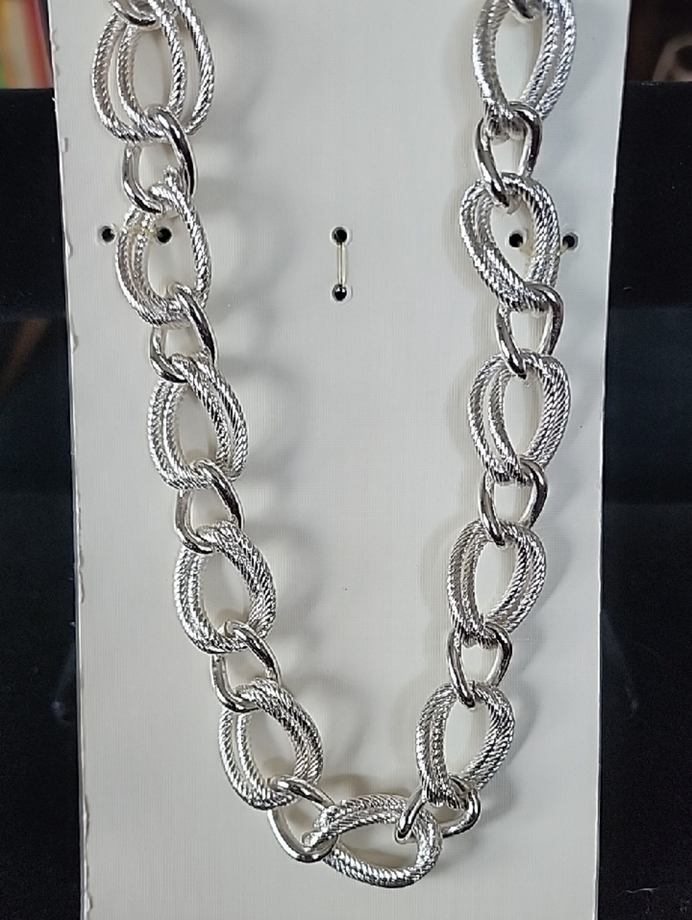 Silver Textured Link Necklace - Women Jewelry